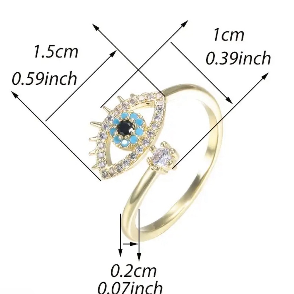 BEAUTIFUL EVIL EYE RING - Gold Color - Picture 3 of 7